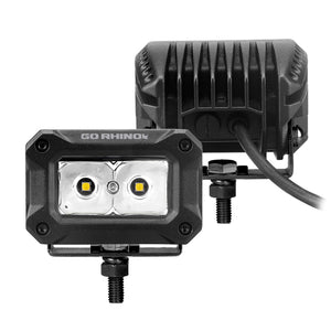 Go Rhino Xplor Bright Series Rectangle LED Spot Light Kit (Surface/Thread Stud Mnt) 3x2 - Blk (Pair)