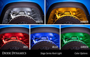 Diode Dynamics Stage Series Single Color LED Rock Light - Amber M8 (8-pack)