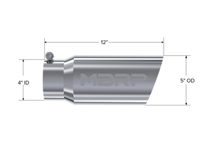 MBRP Universal Tip 5 O.D. Angled Single Walled 4 inlet 12 length