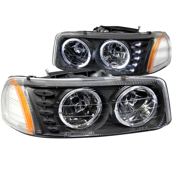 ANZO 1999-2006 Gmc Sierra 1500 Crystal Headlights w/ Halo and LED Black