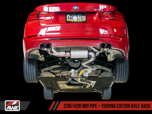 AWE Tuning BMW F3X N20/N26 328i/428i Touring Edition Exhaust Quad Outlet - 80mm Diamond Black Tips