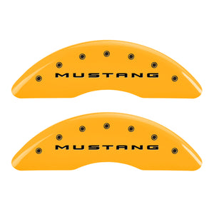 MGP 4 Caliper Covers Engraved Front 2015/Mustang Engraved Rear 2015/GT Yellow finish black ch