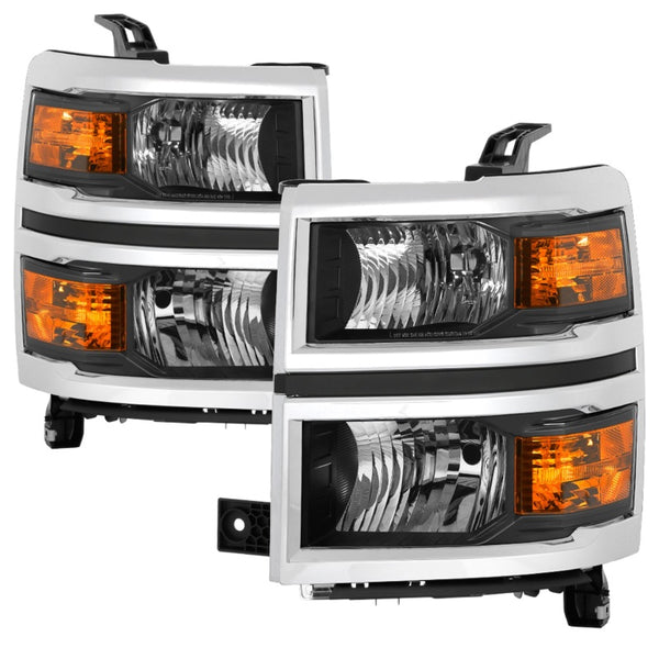 xTune 14-15 Chevy Silverado 1500 (New Body) OEM Style Headlights w/Trim - Blk (HD-JH-CS14-CC-BK)