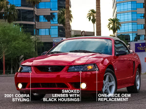 Raxiom 99-04 Ford Mustang Axial Series OE Style Headlights- Black Housing (Smoked Lens)