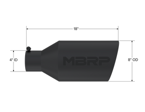 MBRP Universal Tip 8in O.D. Rolled End 4in inlet 18in length Black