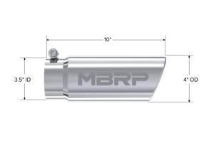 MBRP Universal Tip 4in O.D. Angled Rolled End 3 inlet 10 length