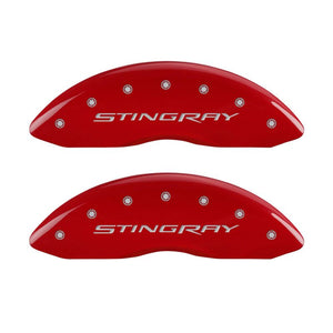 MGP 4 Caliper Covers Engraved Front & Rear Stingray Red finish silver ch
