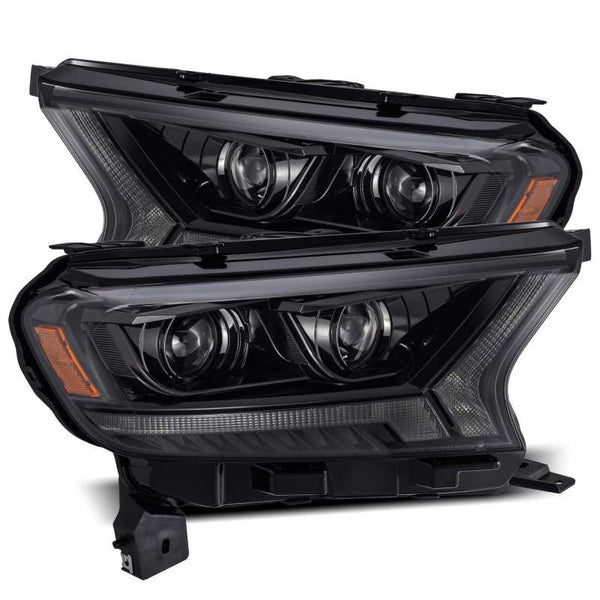 AlphaRex 19-21 Ford Ranger LUXX LED Proj Headlights Plank Style Alpha Black w/Seq Signal/DRL