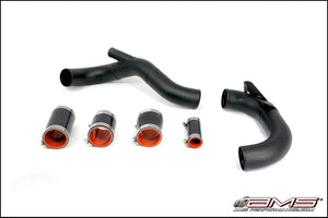 AMS Performance 08-15 Mitsubishi EVO X Lower I/C Pipe Kit for Stock FlangeBlack Powder Coat