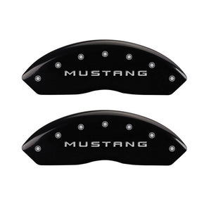 MGP 4 Caliper Covers Engraved Front Mustang Engraved Rear 50 Black finish silver ch