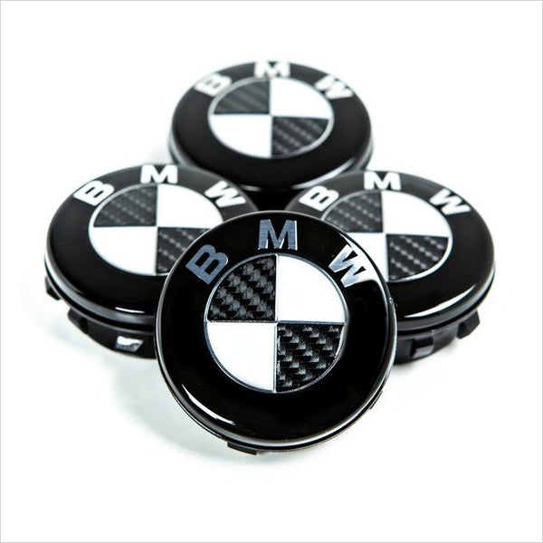 iND Carbon Fiber Wheel Center Cap Set 56mm w/ Gloss Black Edge BMW