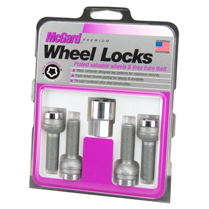 McGard Wheel Lock Bolt Set - 4pk. (Radius Seat) M14X1.5 / 17mm Hex / 45.0mm Shank Length - Chrome