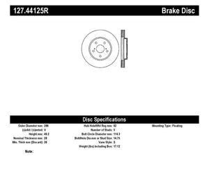 StopTech 02 Lexus ES 250/300/330/350 / 05-07 Toyota Avalon Slotted & Drilled Right Front Rotor