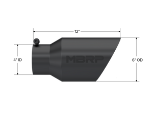 MBRP Universal Tip 6 O.D. Dual Wall Angled 4 inlet 12 length - Black Finish