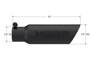 MBRP Universal Tip 3.5 O.D. Dual Wall Angled 2.5 inlet 12 length - Black Finish