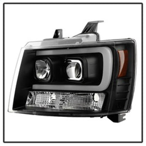 Spyder 07-14 Chevy Suburban/1500/2500/Tahoe V2 Projector Headlights Blk PRO-YD-CSUB07V2-DRL-BK