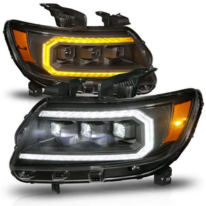 ANZO 15-22 Chevrolet Colorado Full LED Projector Headlights w/ Initiation & Sequential - Black