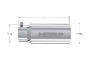 MBRP Universal Tip 5 O.D. Dual Wall Straight 4 inlet 12 length