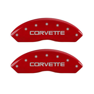 MGP 4 Caliper Covers Gloss Red Engraved with Corvette C4 (Full Kit 4 Pieces)