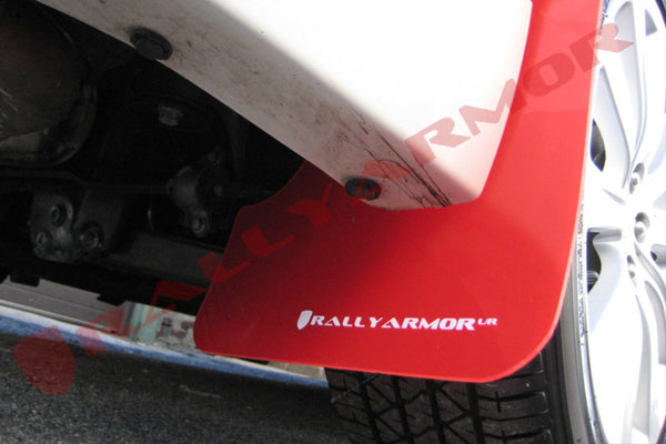 Rally Armor 08-10 Subaru WRX (Hatch & Sedan) / 08-11 Subaru 2.5i Red UR Mud Flap w/ White Logo