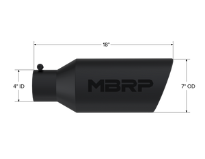 MBRP Universal Exhaust Tip 7in O.D. Rolled End 4in Inlet 18in Length - Black