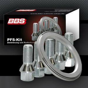 BBS PFS KIT - BMW 72.5mm Hub - Includes 82mm OD - 72.5mm ID Ring / 82mm Clip / Lug Bolts