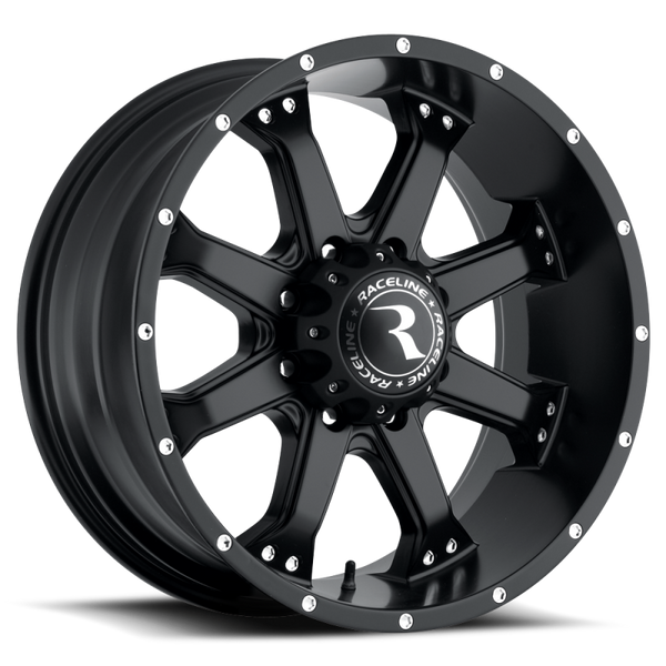 Raceline 991B Assault 16x8in / 8x165.1 BP / 0mm Offset / 125.2mm Bore - Satin Black Wheel