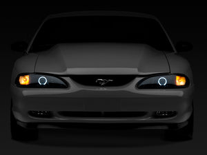 Raxiom 94-98 Ford Mustang LED Halo Projector Headlights- Black Housing (Smoked Lens)