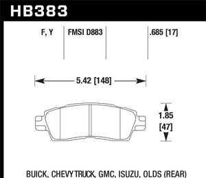 Hawk Buick / Chevy Truck / GMC / Isuzu / Olds / LTS Street Rear Brake Pads