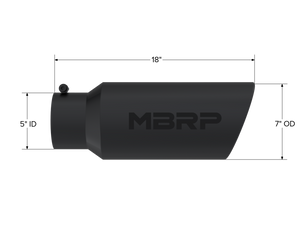 MBRP Universal Tip 7in O.D. Rolled End 5in inlet 18in length Black