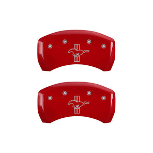 MGP 4 Caliper Covers Engraved Front Mustang Engraved Rear S197/Bar & Pony Red finish silver ch