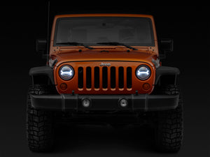 Raxiom 07-18 Jeep Wrangler JK LED Halo Headlights- Black Housing (Clear Lens)