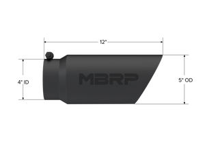 MBRP Universal Tip 5 O.D. Dual Wall Angled 4 inlet 12 length - Black Finish