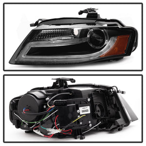 Spyder Audi A4 09-12 Projector Headlights Halogen Model Only - DRL LED Black PRO-YD-AA408-DRL-BK