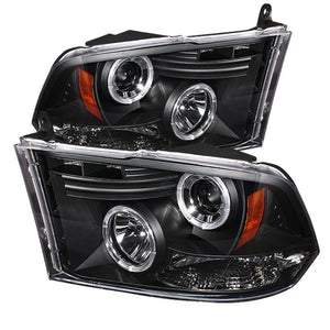 Spyder Dodge Ram 1500 09-14 10-14 Projector Headlights Halogen- LED Halo LED - Blk PRO-YD-DR09-HL-BK