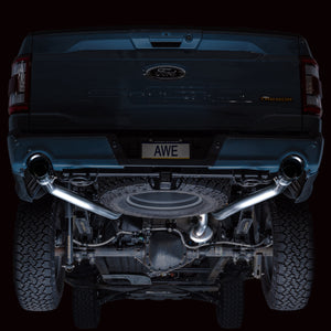 AWE Tuning 2021+ Ford F-150 Tremor (w/ Bumper Cutouts) 0FG Non-Resonated Catback -Diamond Black Tips